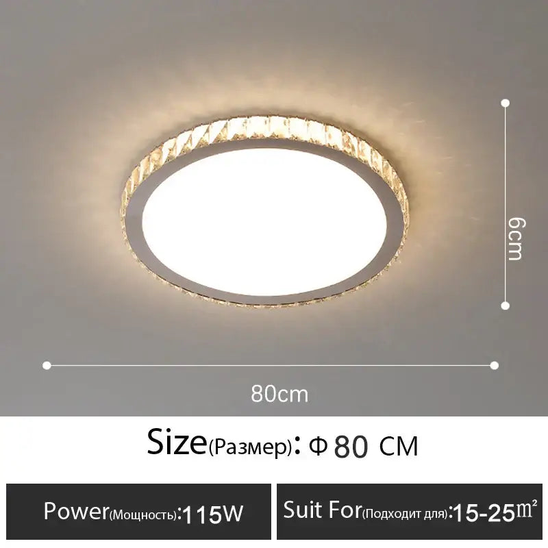 Luxury gold crystal led ceiling lamp with decorbites crystal led border emitting warm white illumination for living room decor