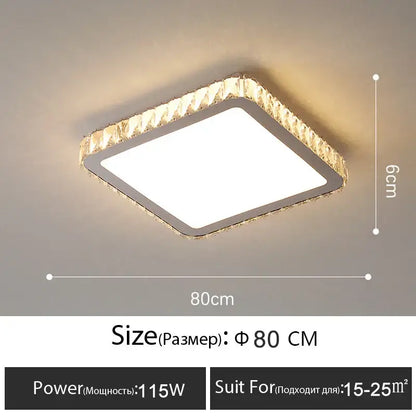 Luxury gold crystal led ceiling lamp with decorbites crystal led border and illuminated central panel for living room decor