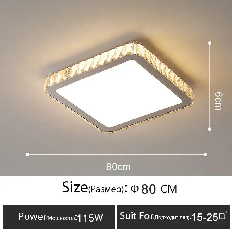 Luxury gold crystal led ceiling lamp with decorbites crystal led border and illuminated central panel for living room decor