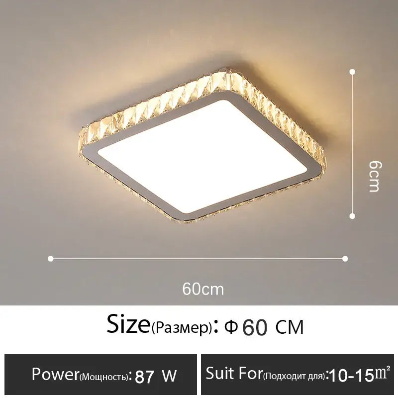 Luxury gold crystal led ceiling lamp with a modern square white panel decorbites crystal led ceiling decor