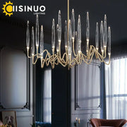 Elegant gold decorbites crystal led chandelier with slender crystal arms and warm glowing lights for villa living room decor