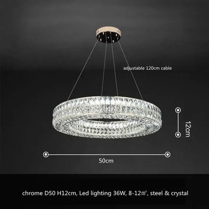 Luxury gold crystal led pendant light with chrome finish and adjustable led lighting for dining room decorbites crystal led