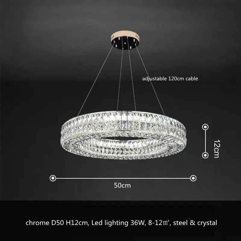 Luxury gold crystal led pendant light with chrome finish and adjustable led lighting for dining room decorbites crystal led