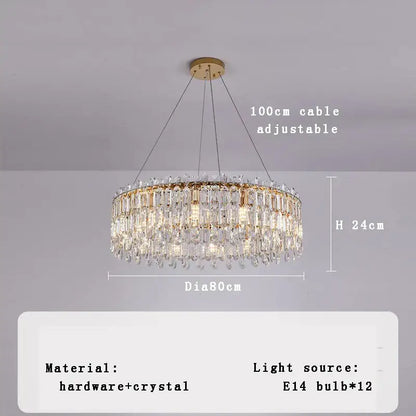 Luxury gold crystal pendant chandelier for living room featuring decorbites crystal pendant with multiple tiers of prisms