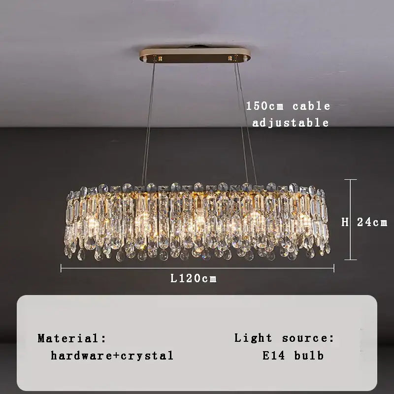Luxury gold crystal pendant chandelier with clear crystal droplets and gold hardware frame for living room decorbites crystal pendant