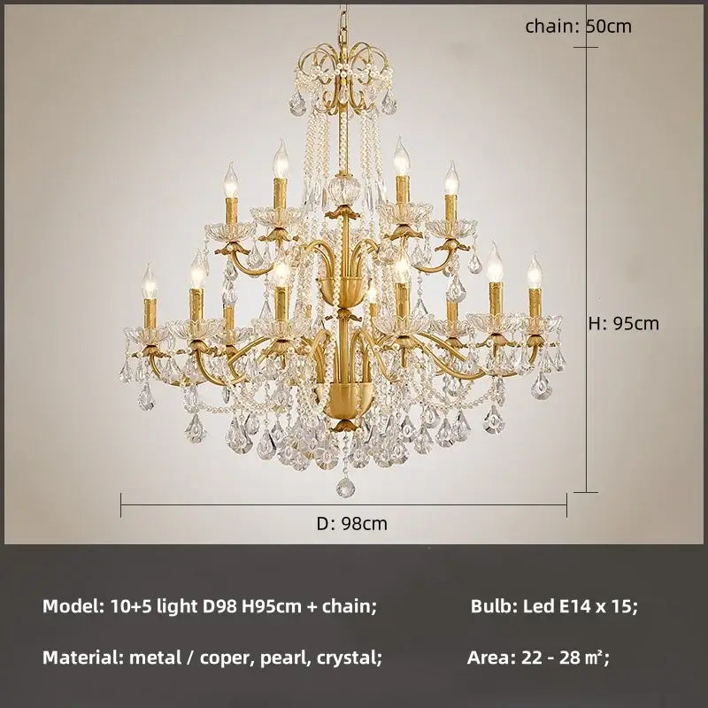 Luxury gold crystal pendant chandelier with intricate metalwork pearl accents and crystal droplets for foyer decorbites crystal pendant