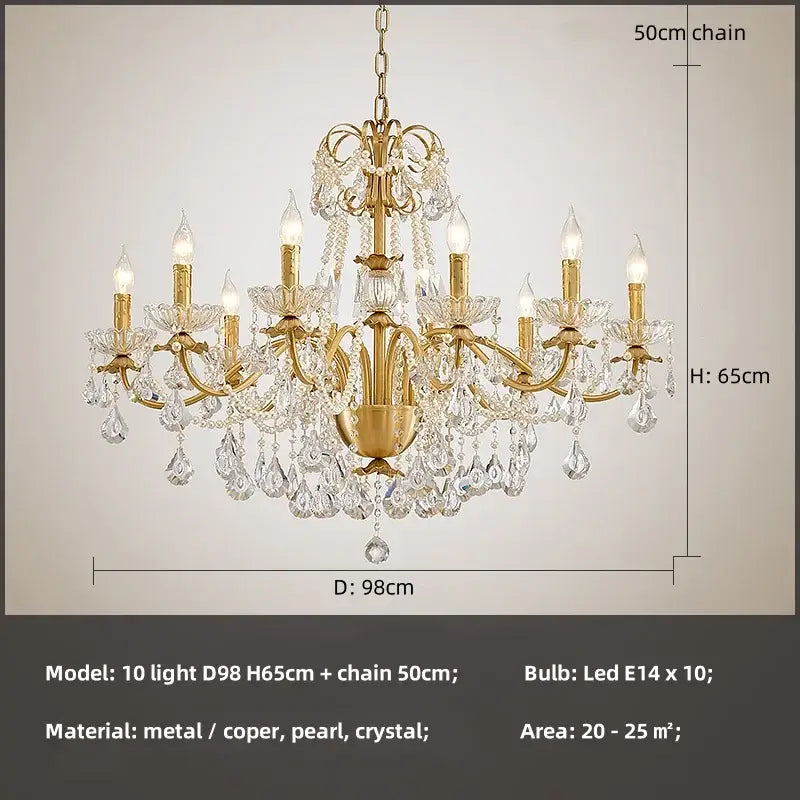 Luxury gold crystal pendant chandelier with intricate metalwork pearl strands and crystal droplets for pendant chandelier foyer