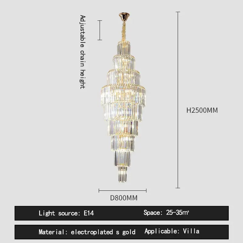 Luxury gold crystal pendant chandelier with tiered glass design electroplated gold accents and adjustable chain height decorbites crystal pendant