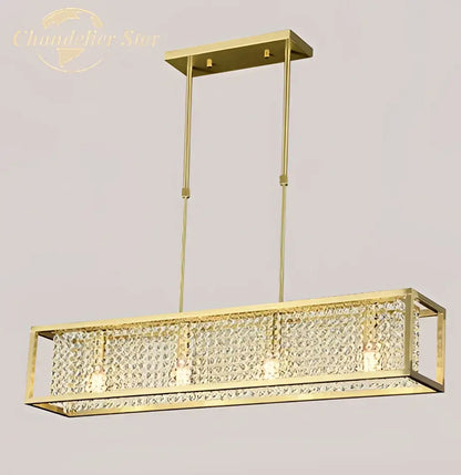 Luxury gold crystal rectangle chandelier with modern design featuring clear crystal prisms for dining room decorbites crystal rectangle