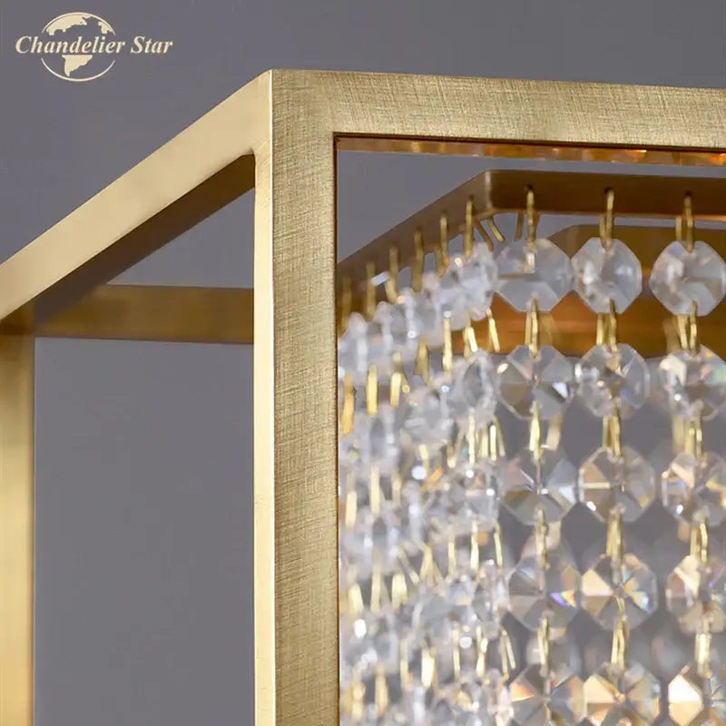 Luxury gold crystal rectangle chandelier with gold finish and cascading clear beads for dining room decorbites crystal rectangle