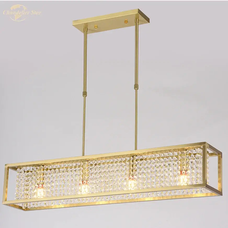 Luxury gold crystal rectangle chandelier with sleek metal frame and cascading clear beads for dining room decorbites crystal rectangle