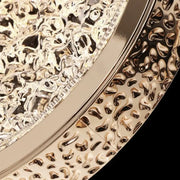 Gold-toned decorbites crystal ring pendant light tray with intricate embossed patterns for luxury bedroom lighting decor