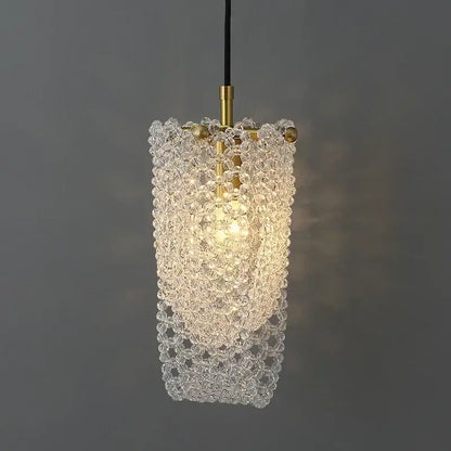 Luxury gold crystal tassel pendant light with faceted crystal beads and polished brass for dining room hanging