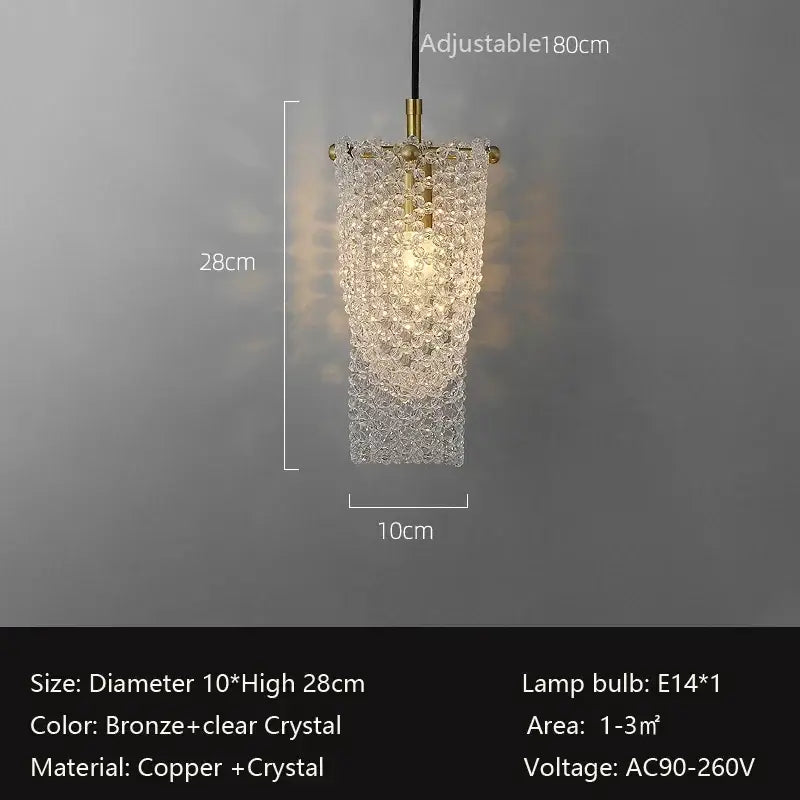 Luxury gold crystal tassel pendant lamp with bronze frame and clear beads for elegant crystal tassel bedside decorbites lighting