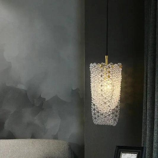 Luxury gold crystal tassel pendant lamp with golden metal and clear crystal beads for bedroom decorbites crystal tassel lighting