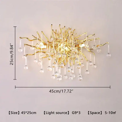 Luxury gold crystal tree branch chandelier with intricate branching arms and dangling crystal droplets for living room decorbites crystal tree