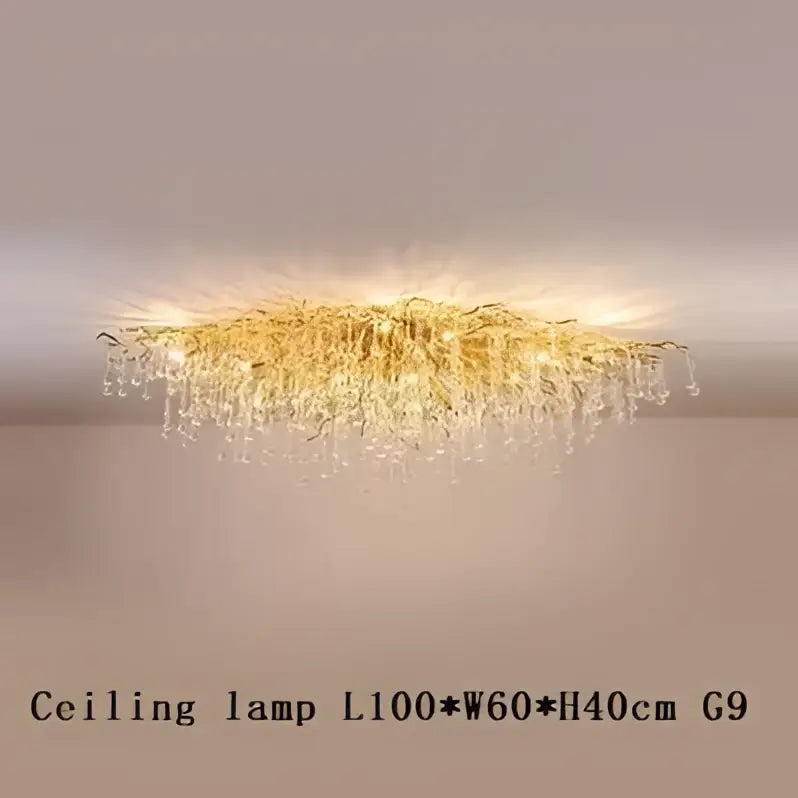 Luxury gold crystal tree branch chandelier with cascading crystal droplets for living room and dining room decorbites crystal tree