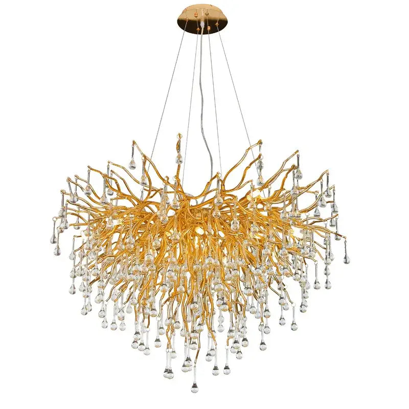 Luxury gold crystal tree branch chandelier with intricate branch-like arms and dangling crystal droplets for living room decorbites crystal tree