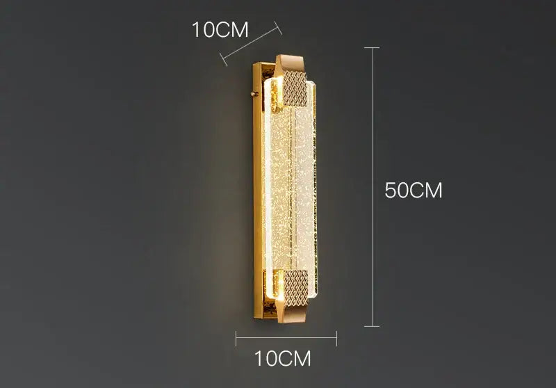 Luxury gold crystal wall lamp with textured sparkling panel and metallic mesh accents for elegant living room lighting decorbites crystal wall