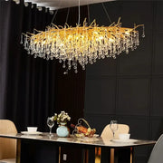 Luxury gold crystal water drop chandelier with branch-style design and dangling decorbites crystal water droplets