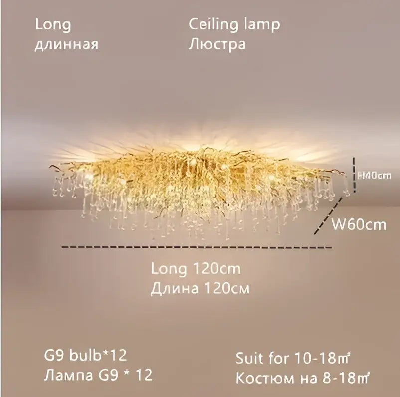 Luxury gold crystal water drop chandelier with a modern cascading design for dining room decorbites crystal water drop lighting