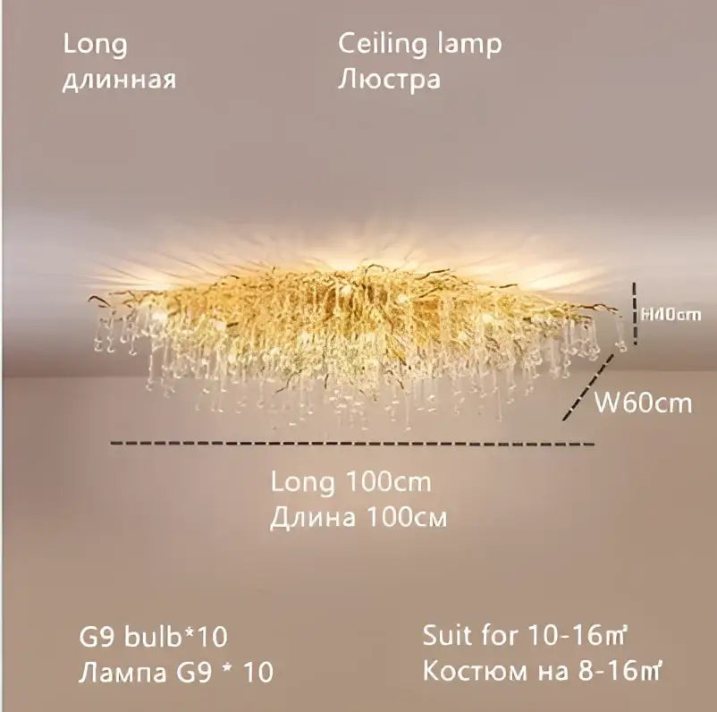Luxury gold crystal water drop chandelier with cascading crystal droplets for elegant dining room decorbites crystal water drop