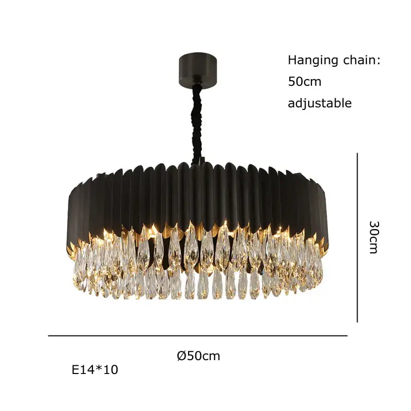 Black metal pendant lights with gold-toned accents and decorbites crystal water droplet design for dining room decor