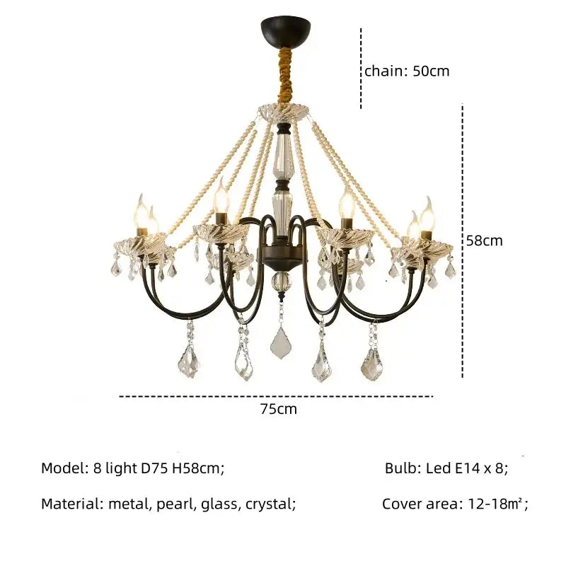 Luxury gold decorbites crystal led chandelier with antique bronze finish eight candle-style led lights and crystal droplets
