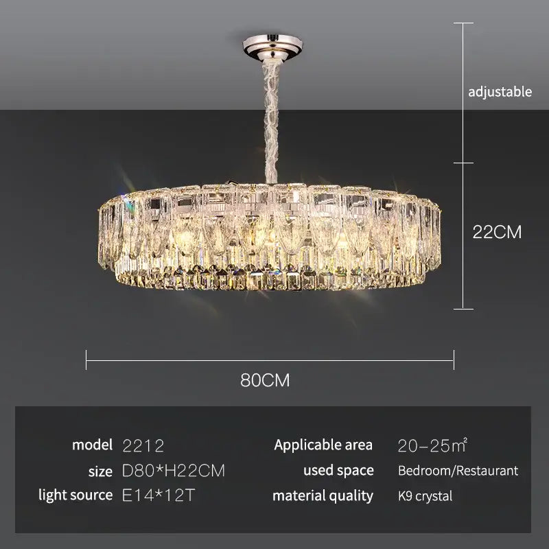 Elegant luxury gold decorbites crystal ring chandelier with cascading k9 crystal prisms and polished chrome mount for dining room