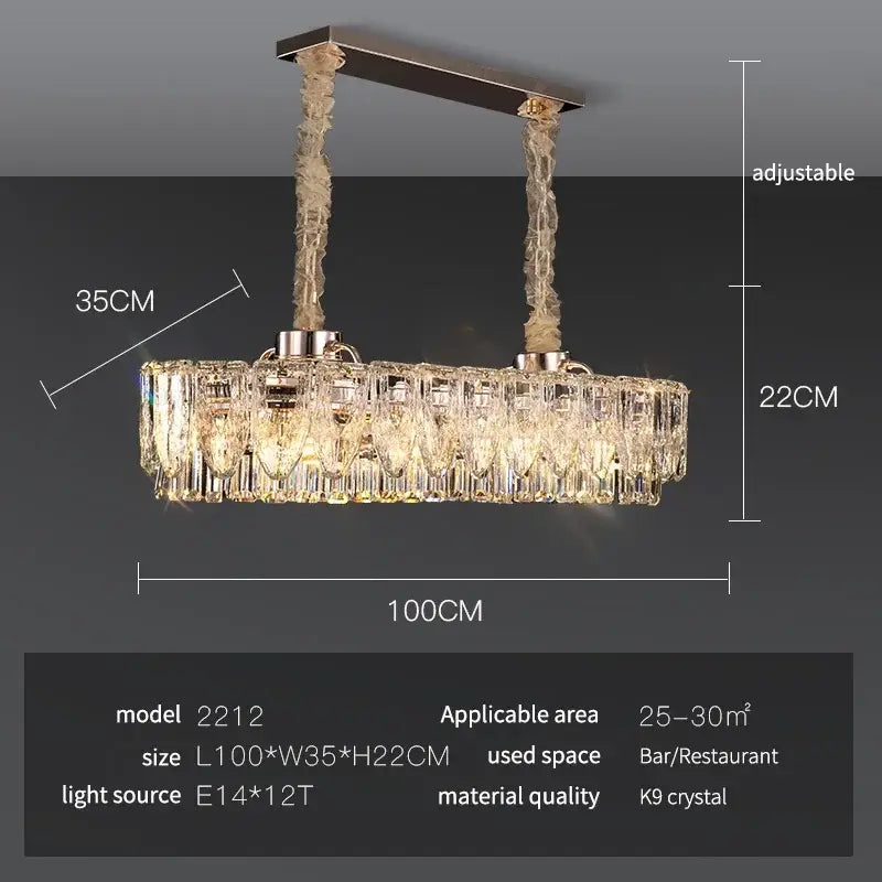 Luxury gold decorbites crystal ring chandelier with cascading k9 crystal prisms in a sleek modern rectangular design