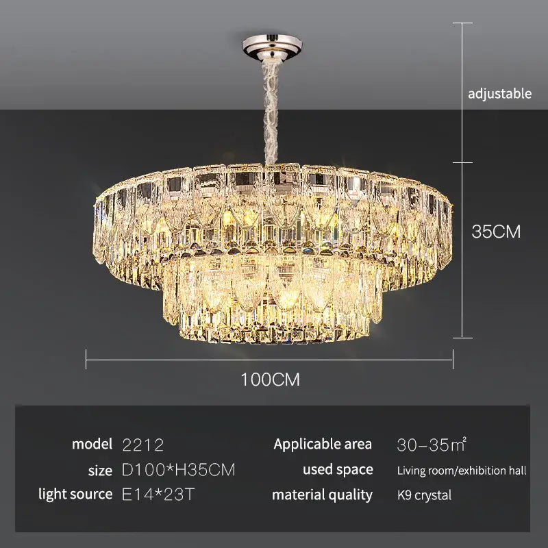 Luxury gold decorbites crystal ring chandelier with polished chrome mount and cascading k9 crystals for dining room
