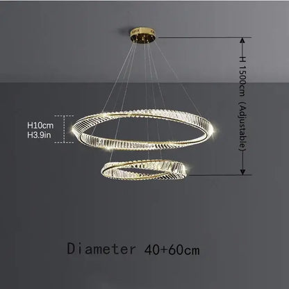 Luxury gold dna spiral crystal chandelier with gold-toned double rings and adjustable height for living room decorbites dna spiral