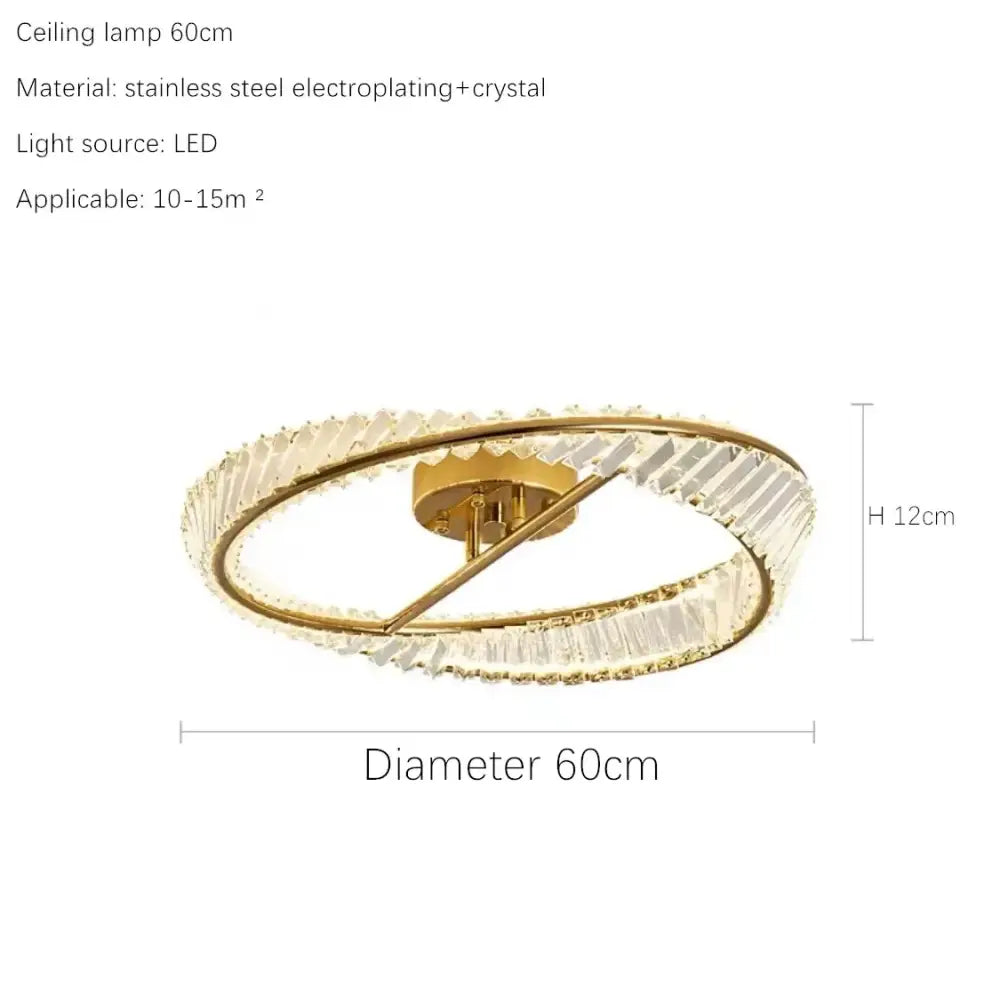 Luxury gold dna spiral crystal chandelier featuring a gold-toned circular double-ring design with clear crystals decorbites dna spiral