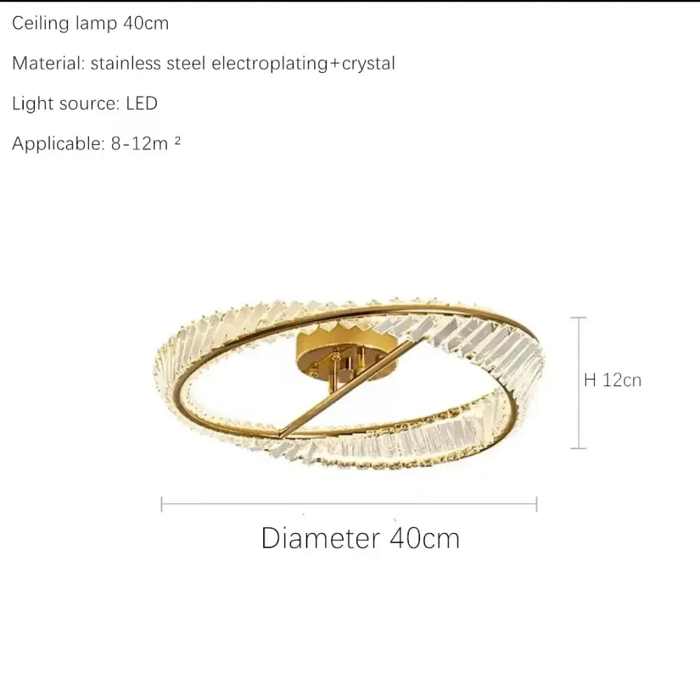 Luxury gold dna spiral crystal chandelier with double-ring gold electroplated stainless steel and clear crystal accents