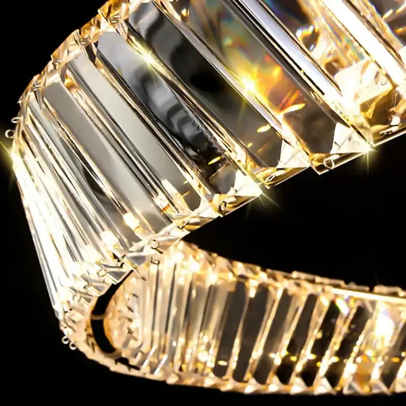 Luxury gold dna spiral crystal chandelier with faceted prisms refracting light for elegant living room decorbites dna spiral