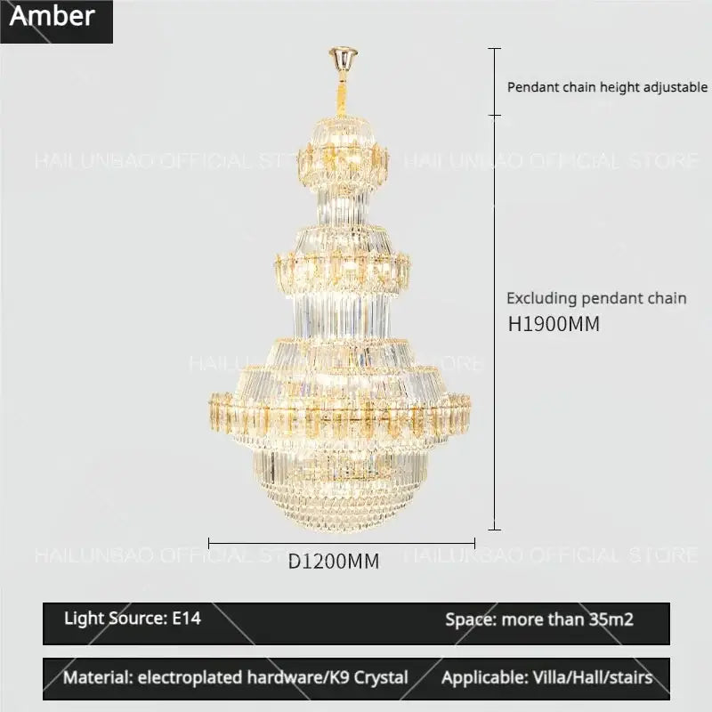 Luxury gold multi-tiered decorbites crystal chandelier with clear k9 crystal and electroplated hardware for living room