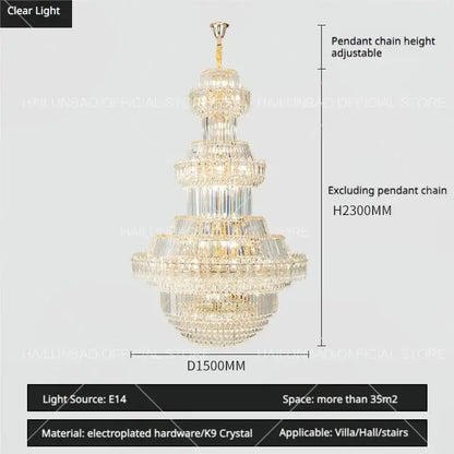 Luxury gold multi-tiered decorbites crystal chandelier with k9 crystals and electroplated hardware for elegant living rooms