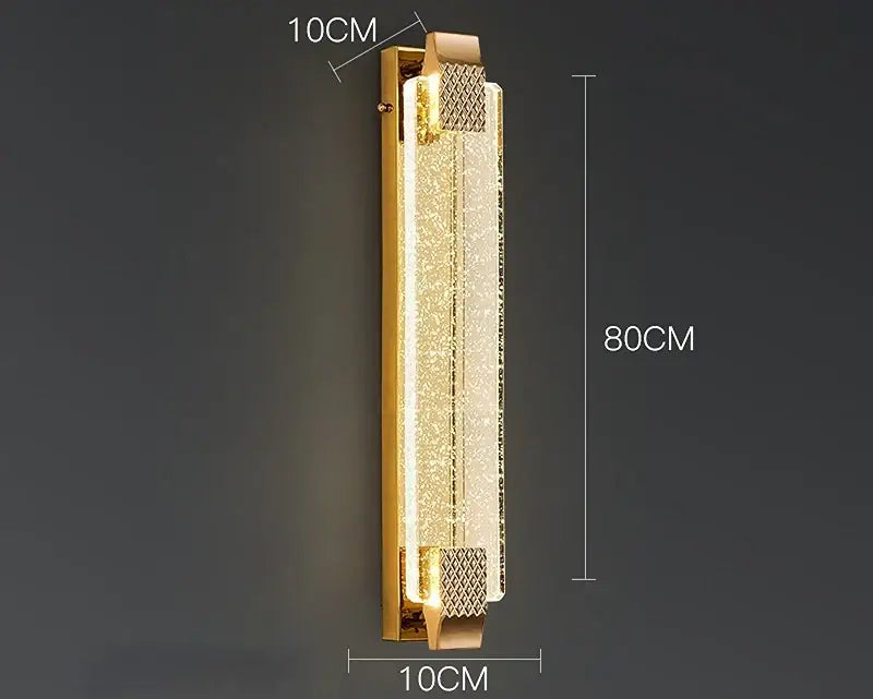 Luxury gold rectangular crystal wall lamp with textured sparkling panel and geometric lattice decorbites crystal wall light