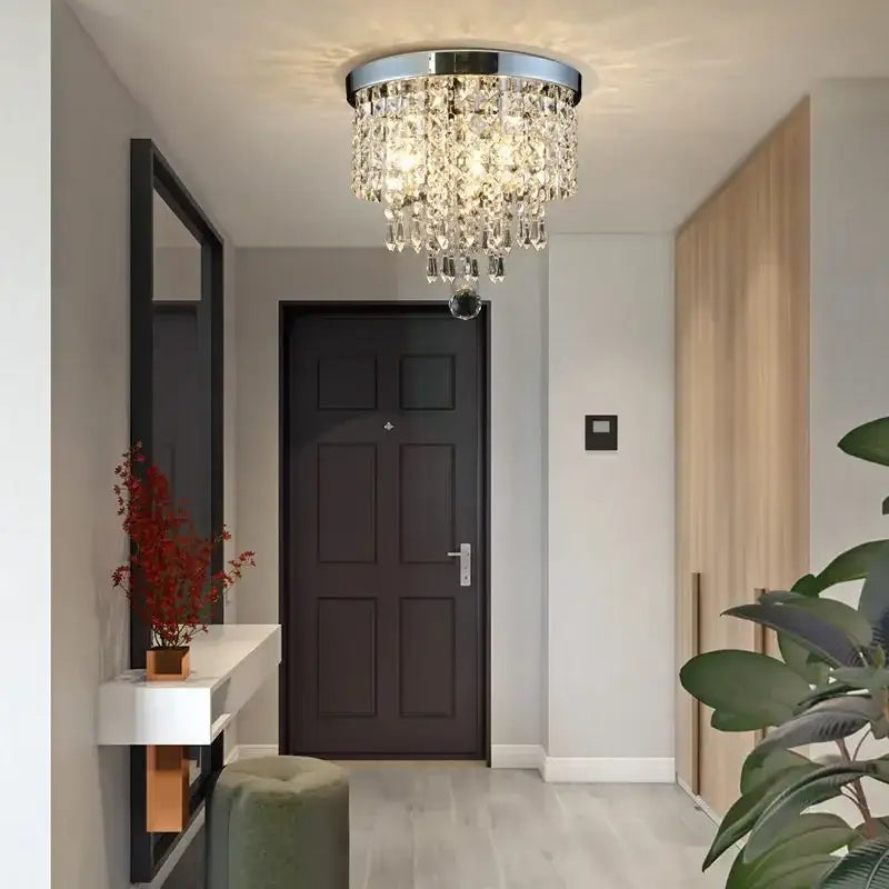 Luxury gold and silver decorbites crystal led chandelier with chrome frame and cascading crystal droplets ceiling light