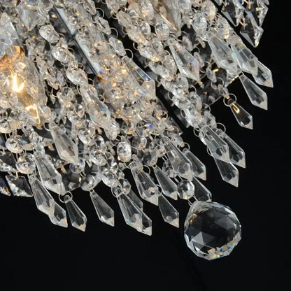Luxury gold and silver decorbites crystal led chandelier with clear faceted teardrop and spherical pendants ceiling light