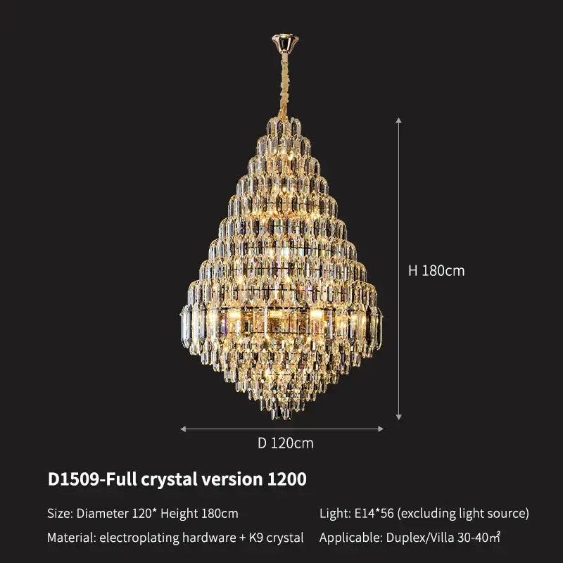 Luxury gold tiered crystal pendant chandelier with clear crystal droplets and hanging chain for elegant decorbites crystal pendant decor