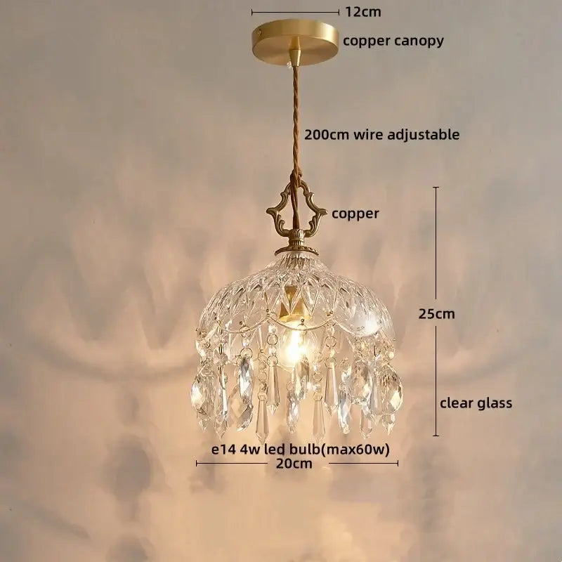 Luxury gold twisted cord crystal glass led wall sconce with brass copper canopy and clear decorbites crystal glass prisms