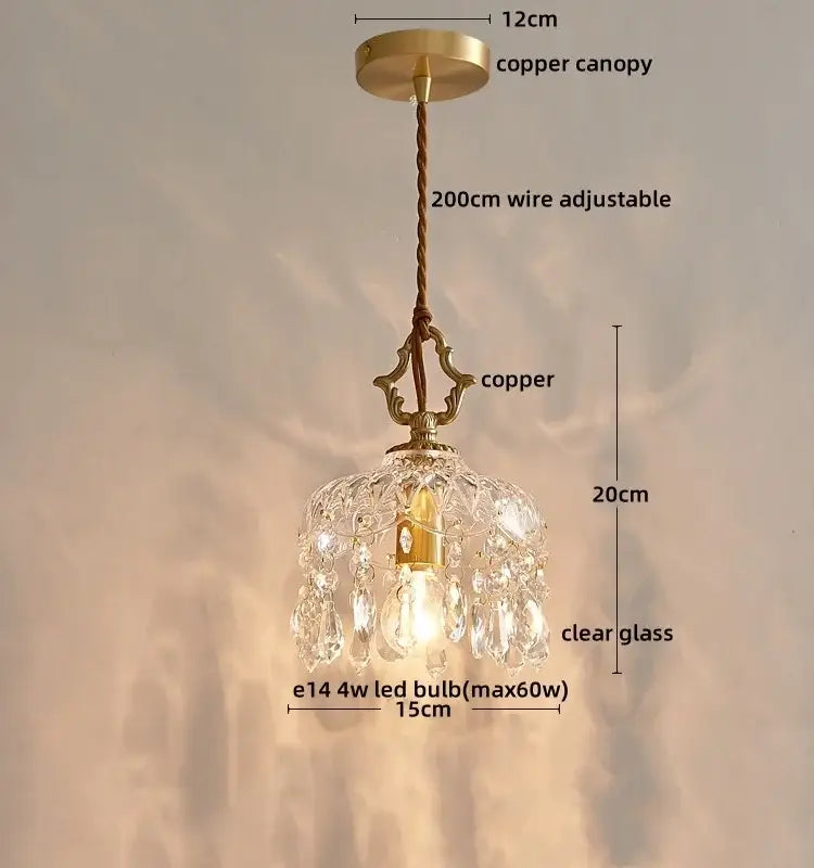 Luxury gold twisted cord crystal glass led wall sconce with brass copper canopy and cascading decorbites crystal glass crystals