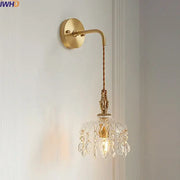 Luxury gold wall sconce with twisted cord and decorbites crystal glass led chandelier-style stair light