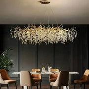 Luxury decorbites golden branch ceiling chandelier with golden leaf design and crystal led for living room decor