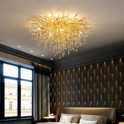 Luxury golden crystal ceiling chandelier with intricate branching arms and teardrop crystals for decorbites crystal ceiling decor