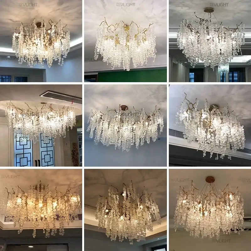 Luxury golden grapes crystal chandelier with elegant golden branch design and cascading clear glass pieces for living room decorbites grapes crystal