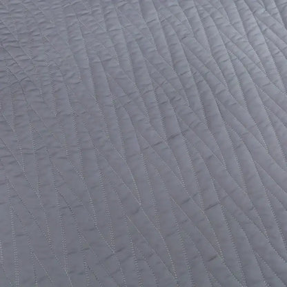 Luxury gray quilt set featuring a diagonal stitching pattern in textured egyptian cotton for bedroom bedding