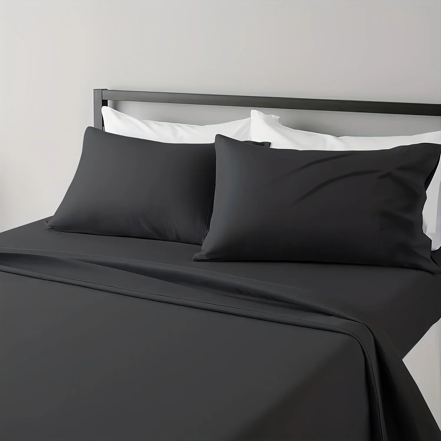 Luxury Hotel Bed Sheets Set - Cooling & Breathable - black / QUEEN 4pcs