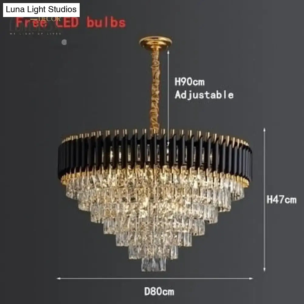 DecorBites™ Nebra luxury k9 crystal chandelier with gold-toned frame and cascading clear crystal prisms